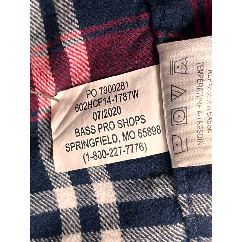 Hobbs Creek Red Navy Plaid Flannel Shirt Men's Large 100% Cotton Button Up - Picture 6 of 7